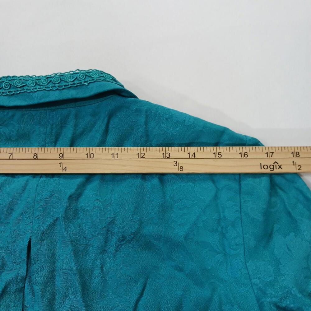 Karin Stevens Women's Turquoise Open Back Front Button Blazer Jacket Size 8 - Picture 6 of 16